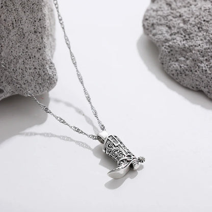 Olivia Boot Shaped Pendant Necklace | Rhinestone Spur Pendant Necklace