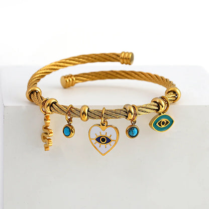 Isabella Twisted Cuff Charm Bracelet | Evil Eye Charms Bracelet