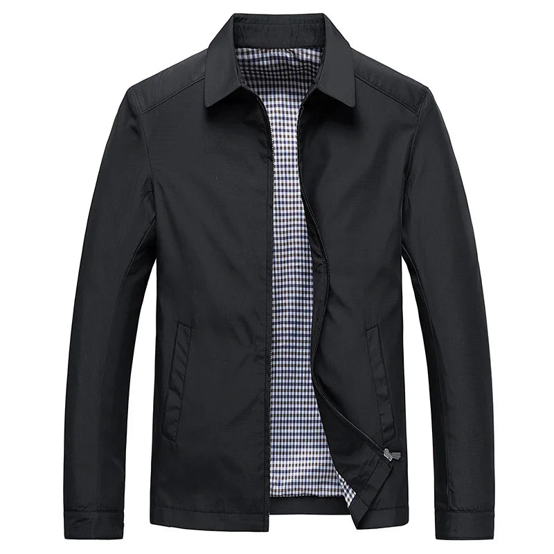 Men's Jacket – Tailored Fit – Water-Resistant – Zipper – Folded Collar