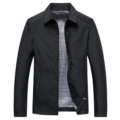 Men's Jacket – Tailored Fit – Water-Resistant – Zipper – Folded Collar