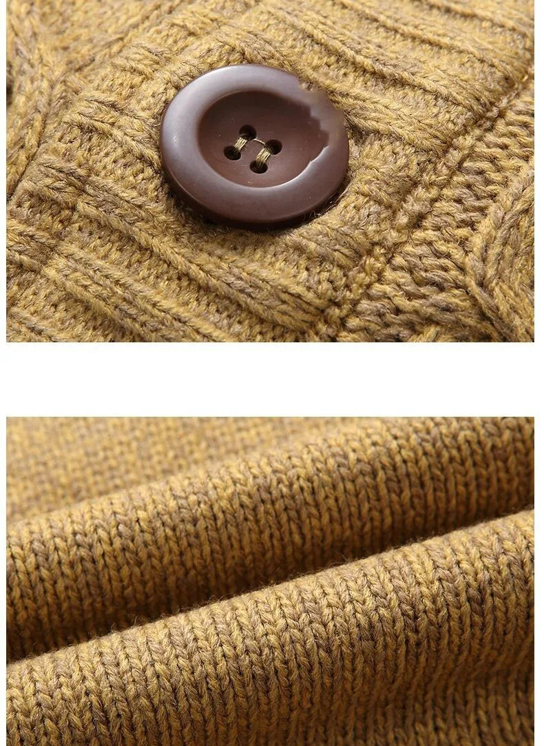 Arthur Cable Knit Stand Collar Cardigan Sweater | Button Front Cardigan Sweater