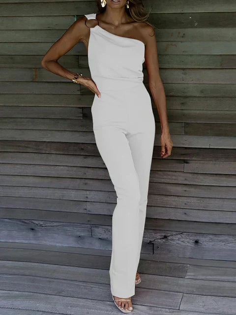 Women's Jumpsuit – One-Shoulder Design – Elegant Fit – Ankle-Length Cut