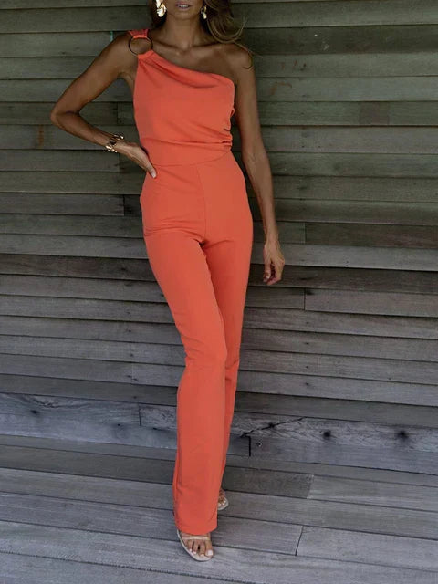 Women's Jumpsuit – One-Shoulder Design – Elegant Fit – Ankle-Length Cut