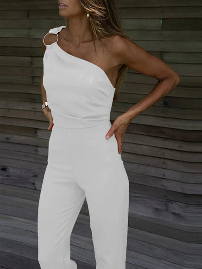 Women's Jumpsuit – One-Shoulder Design – Elegant Fit – Ankle-Length Cut