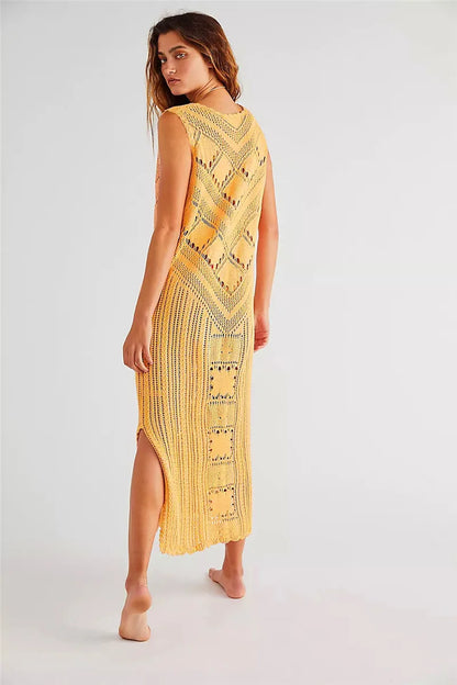 Women's Mesh Dress – Relaxed Fit – V-neck – Breathable Design – Midi Length