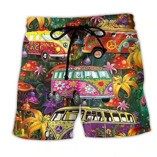 Men's Swim Shorts – Regular Fit – Quick-Drying – Adjustable Waist – Bohemian Print