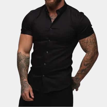 Men's Shirt – Slim Fit – Button Closure – Short-Sleeved – Soft and Breathable Quality