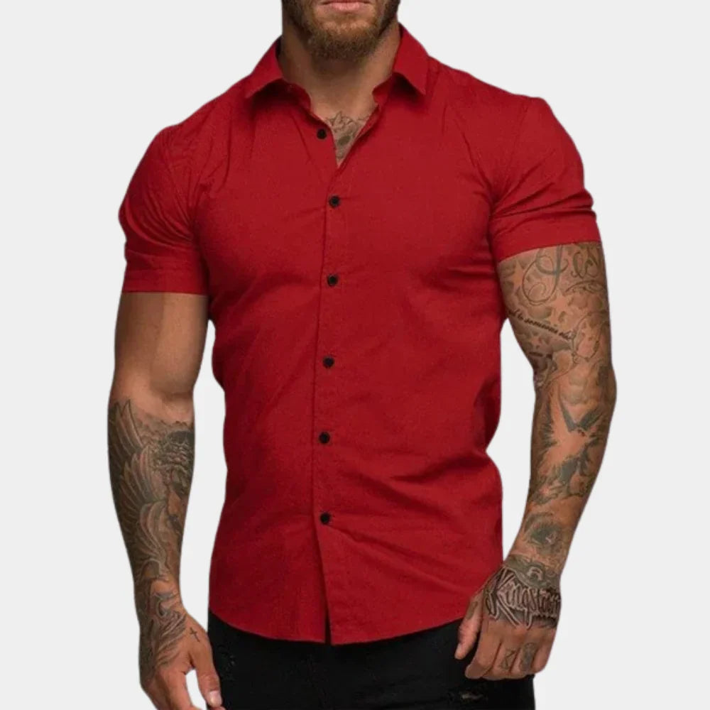 Men's Shirt – Slim Fit – Button Closure – Short-Sleeved – Soft and Breathable Quality