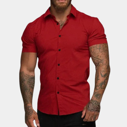 Men's Shirt – Slim Fit – Button Closure – Short-Sleeved – Soft and Breathable Quality