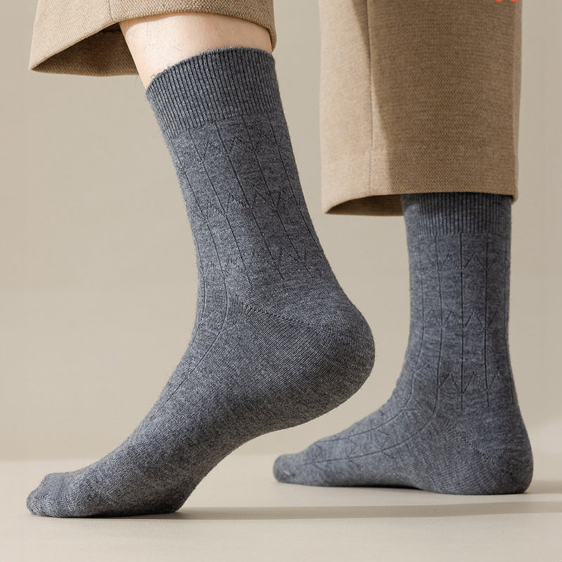 Freddie Wool-Blend Ribbed Crew Fit Socks | Subtle Pattern Socks