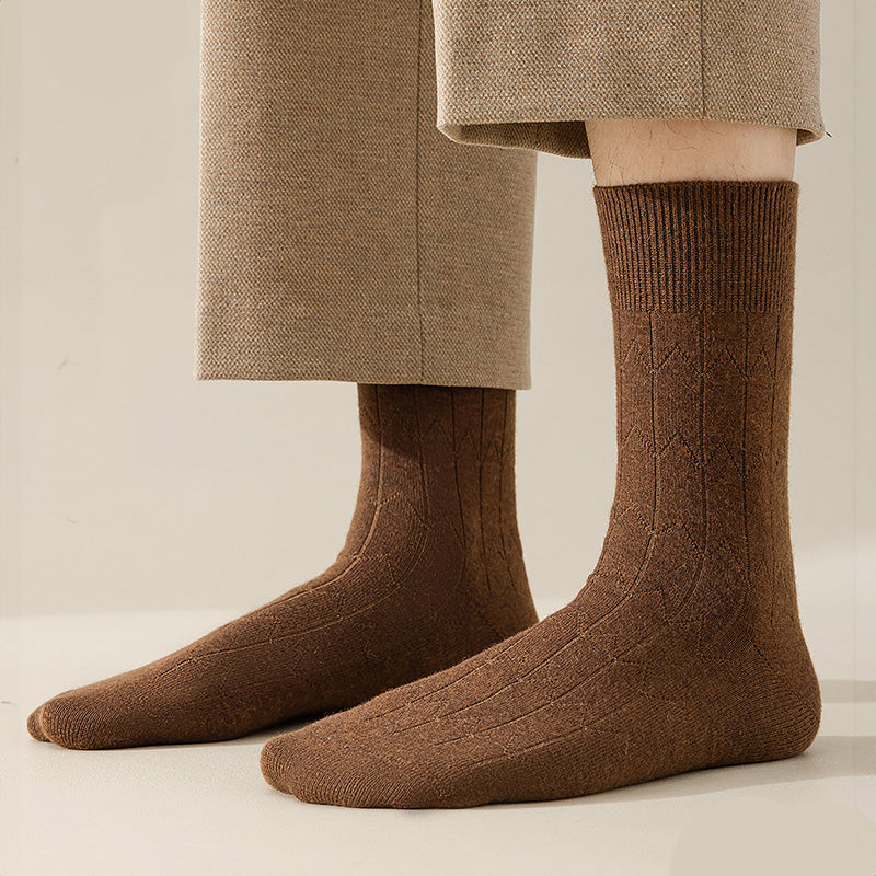 Freddie Wool-Blend Ribbed Crew Fit Socks | Subtle Pattern Socks