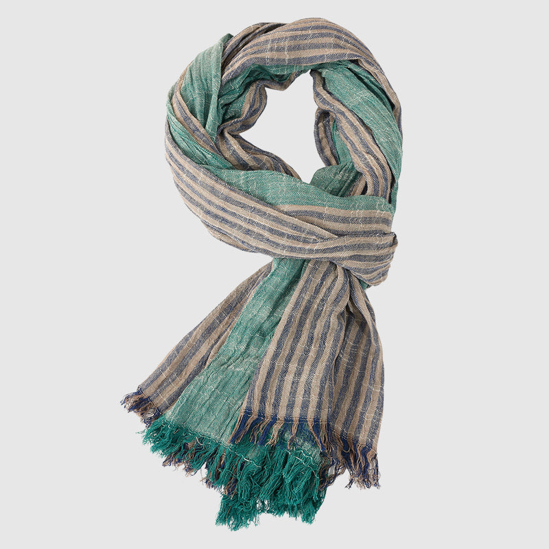 Lucas Striped Scarf | Lightweight Soft Fringe Scarf