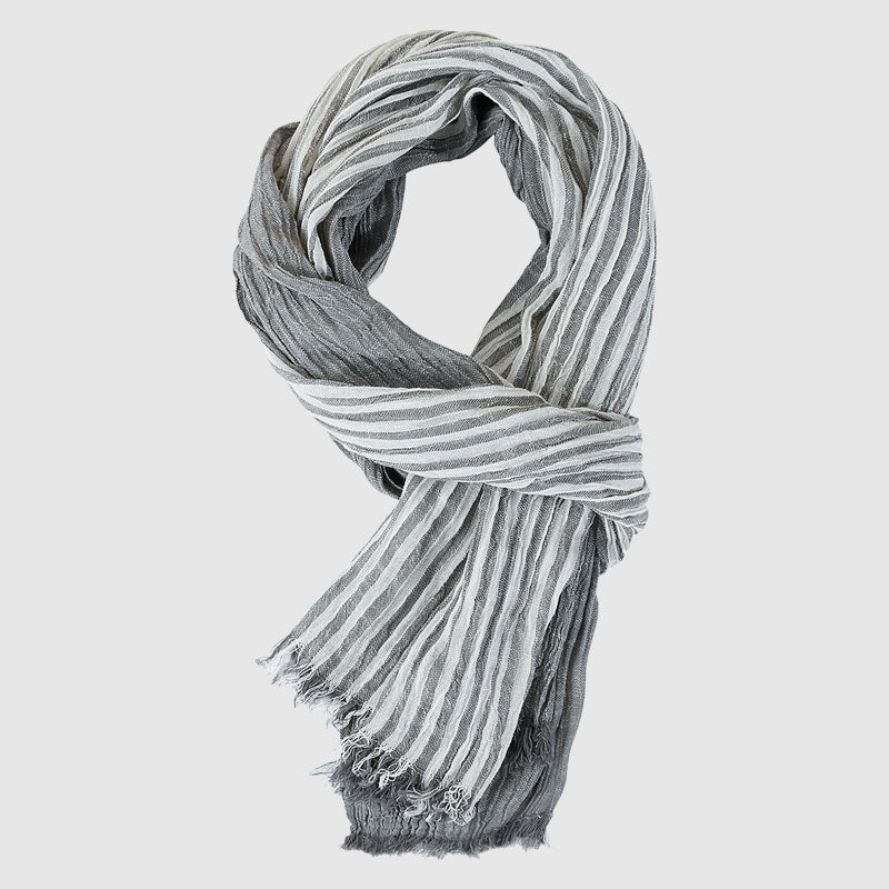 Lucas Striped Scarf | Lightweight Soft Fringe Scarf