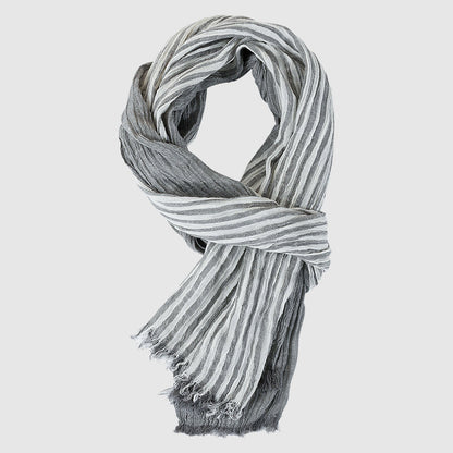 Lucas Striped Scarf | Lightweight Soft Fringe Scarf