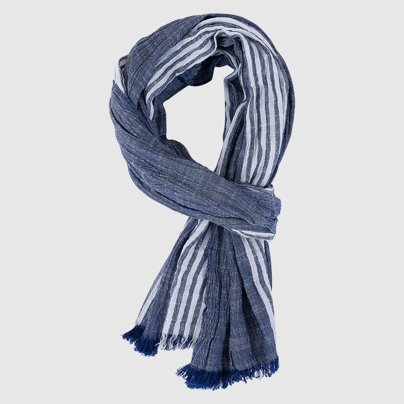 Lucas Striped Scarf | Lightweight Soft Fringe Scarf