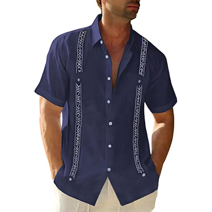 Men's Shirt with Short Sleeves – Relaxed Fit – Embroidered Detail – Breathable Design