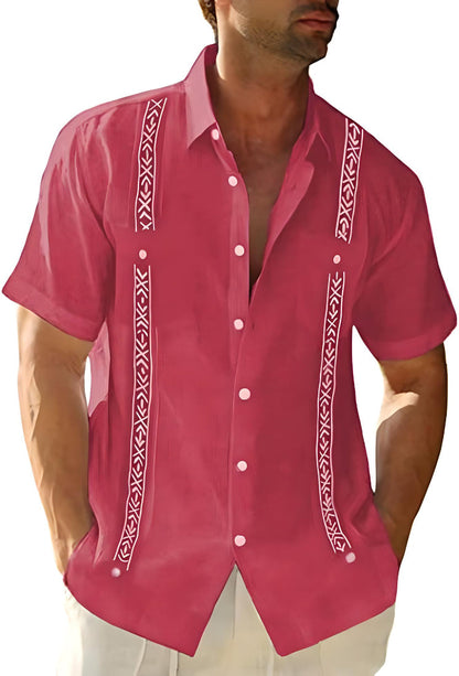 Men's Shirt with Short Sleeves – Relaxed Fit – Embroidered Detail – Breathable Design