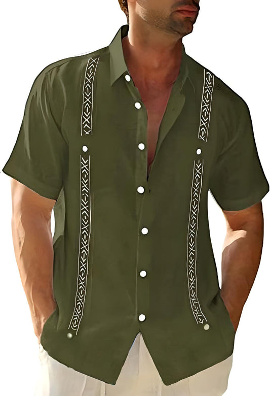 Men's Shirt with Short Sleeves – Relaxed Fit – Embroidered Detail – Breathable Design