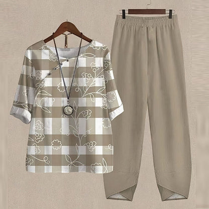 Women's Two-Piece Set – Relaxed Fit – Breathable Lightweight – Butterfly Details