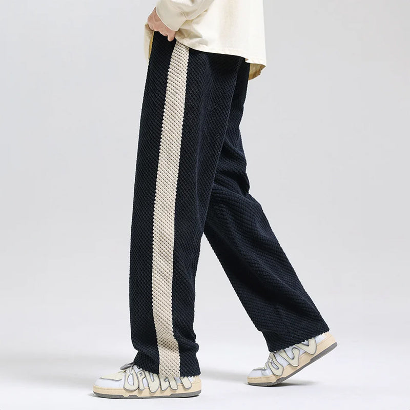 Arthur Relaxed Fit Lounge Pants | Textured Striped Drawstring Lounge Pants