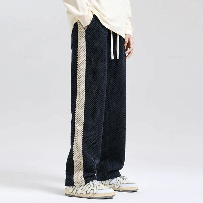 Arthur Relaxed Fit Lounge Pants | Textured Striped Drawstring Lounge Pants
