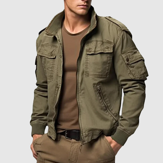Men's Bomber Jacket – Structured Fit – Bomber Silhouette – Utility Pockets – Cotton Feel