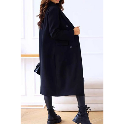 Women's Long Coat – Oversized Fit – Wool Quality – Double Breasted – Classic Details