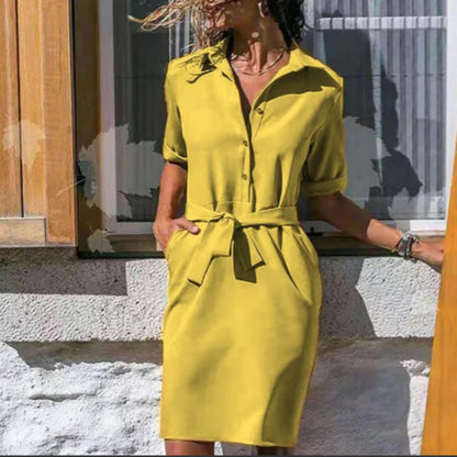 Dress for Women – Shirt Dress with Straight Fit – Light and Breathable – Belt at the Waist