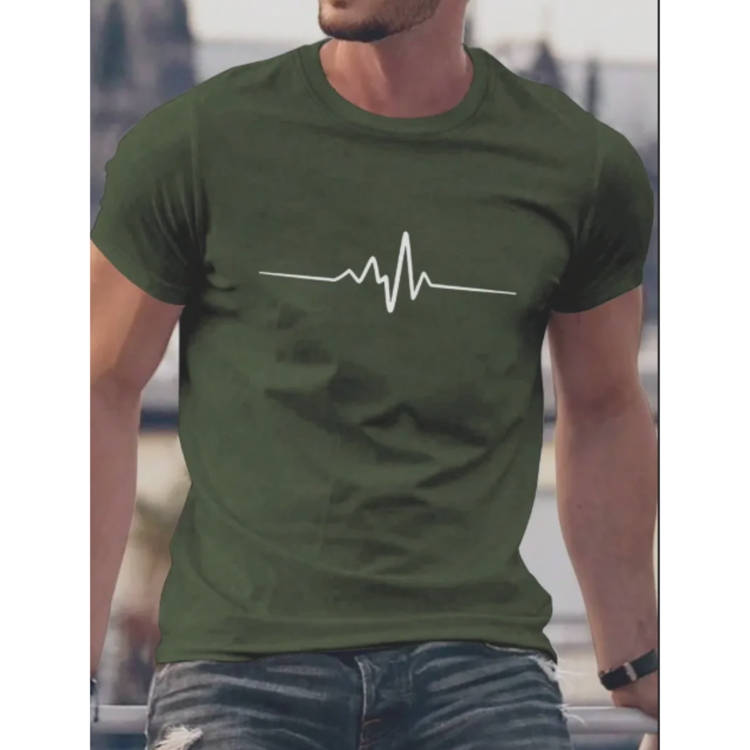 Men's T-shirt – Slim fit – Soft knit – Round neck – Short sleeve – Heart graphic