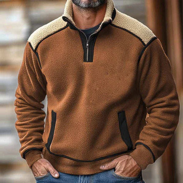Archie Fleece Relaxed Fit Fleece Pullover | Stand-Collar Quarter-Zip Pullover