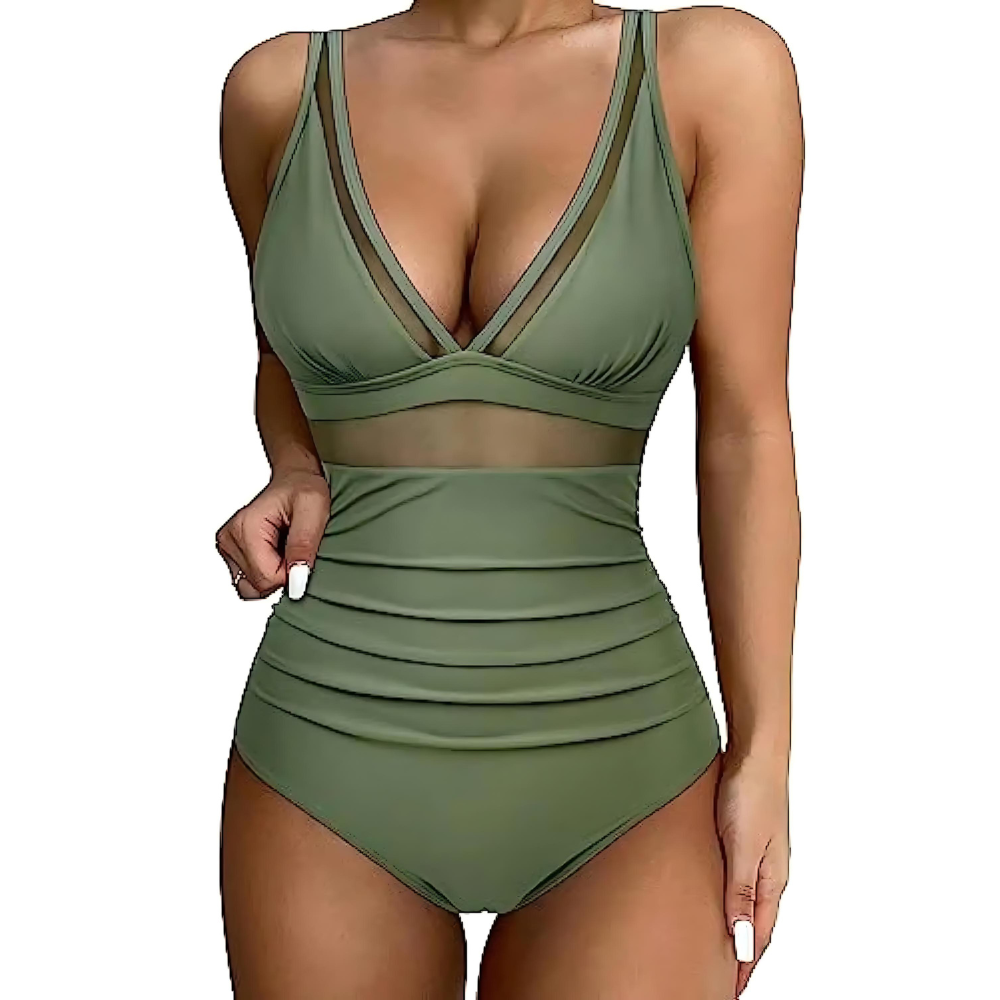Swimsuit for Women – Sculpting Fit – Mesh Details – High Leg Cut – Adjustable Straps