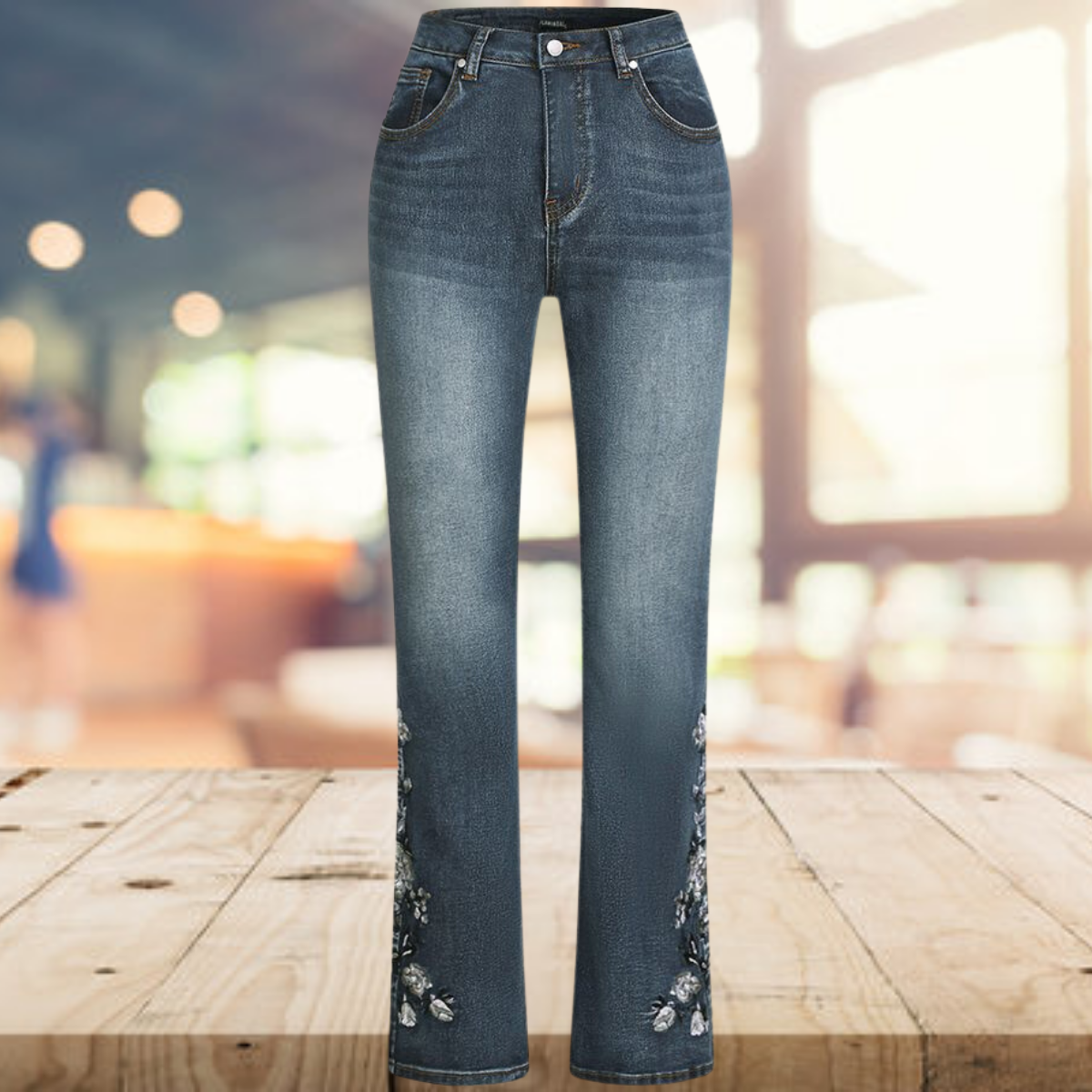 Dame Jeans - Klassisk Pasform - Lige Ben - Stretch Denim - Komfortabel Hverdagsstil