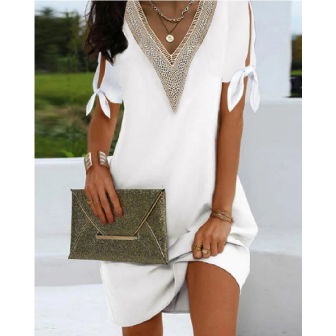 Women's Tunic Dress – Relaxed Fit – V-Neck with Mesh Details – Lightweight and Breathable