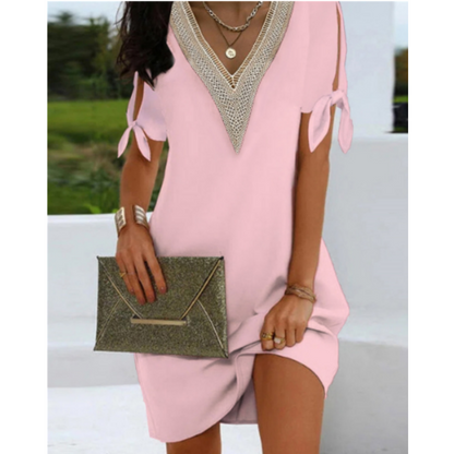 Women's Tunic Dress – Relaxed Fit – V-Neck with Mesh Details – Lightweight and Breathable