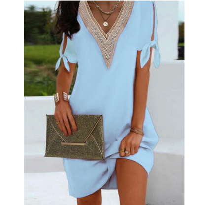 Women's Tunic Dress – Relaxed Fit – V-Neck with Mesh Details – Lightweight and Breathable