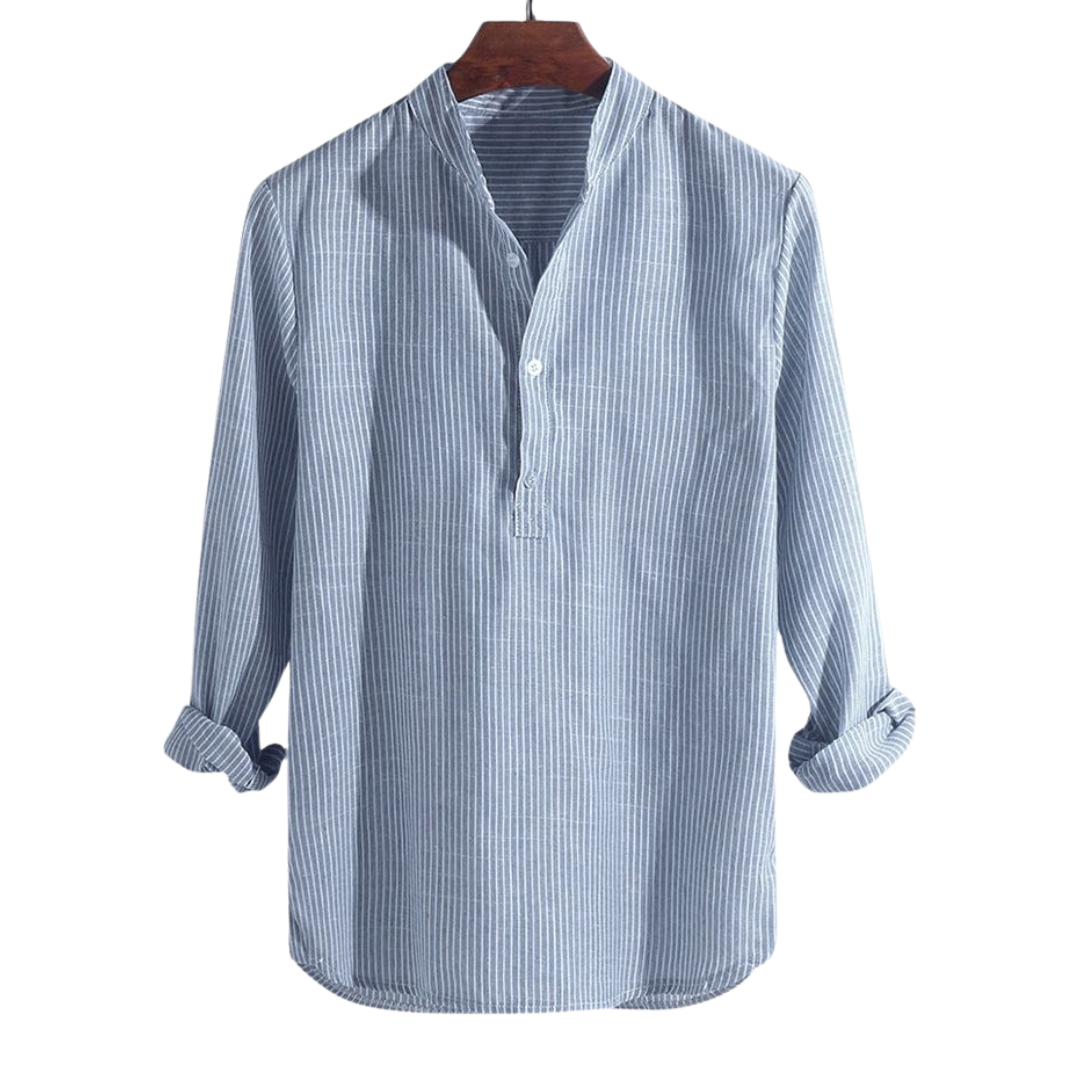 Men's Kurta – Relaxed Fit – Breathable Fabric – Striped – Long Sleeve – Half Button