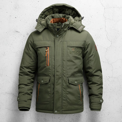 Arthur Hooded Regular Fit Winter Coat | Cargo Pockets Collared Winter Coat