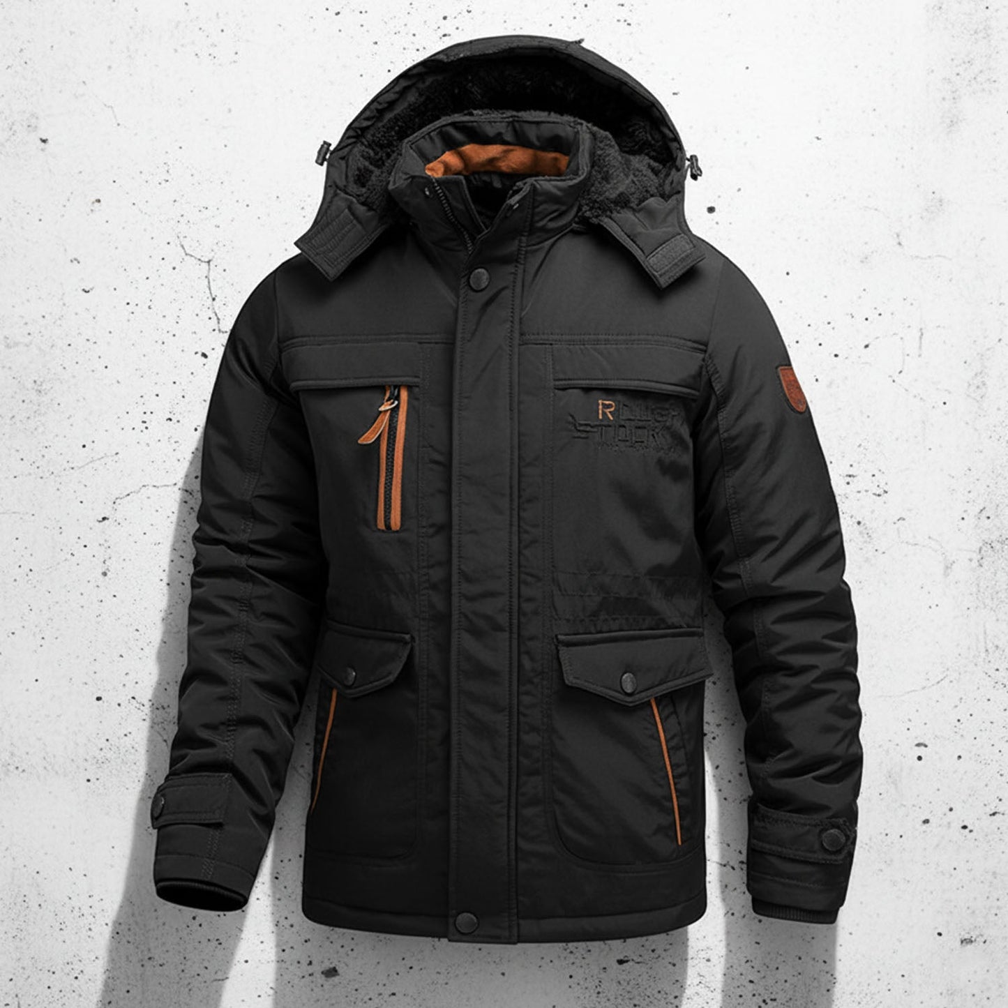 Arthur Hooded Regular Fit Winter Coat | Cargo Pockets Collared Winter Coat