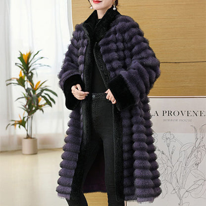 Isla Relaxed Fit Coat | Stand Collar Banded Fur Trim Coat
