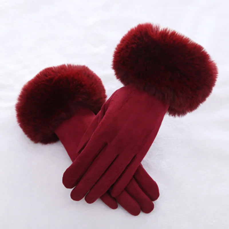 Isla Fur Trim Fitted Winter Gloves | Solid Wrist-Length Winter Gloves
