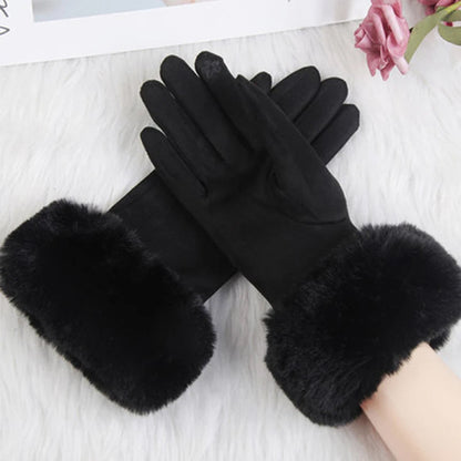 Isla Fur Trim Fitted Winter Gloves | Solid Wrist-Length Winter Gloves
