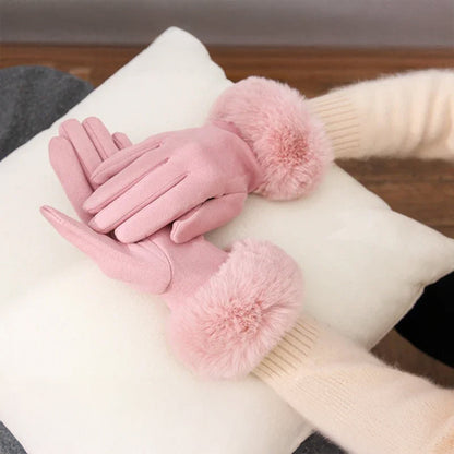 Isla Fur Trim Fitted Winter Gloves | Solid Wrist-Length Winter Gloves