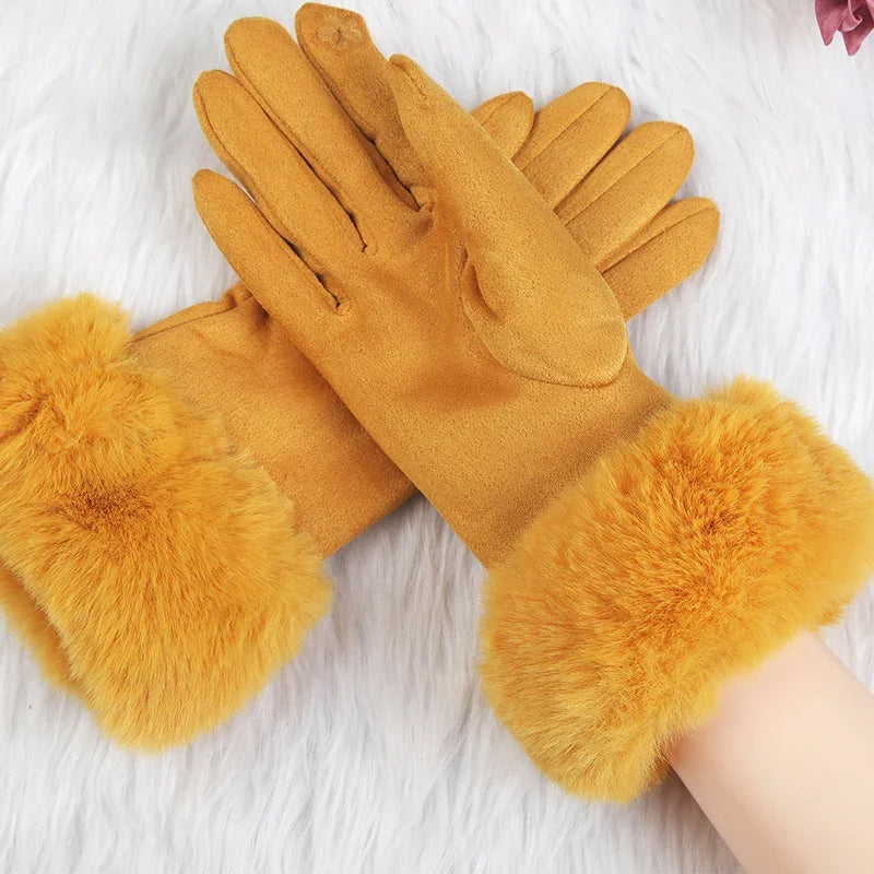 Isla Fur Trim Fitted Winter Gloves | Solid Wrist-Length Winter Gloves