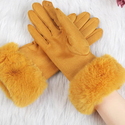 Isla Fur Trim Fitted Winter Gloves | Solid Wrist-Length Winter Gloves