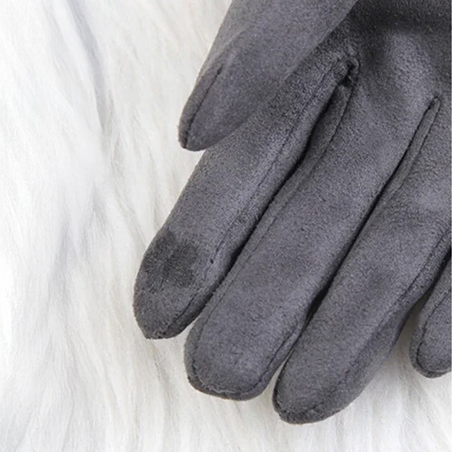 Isla Fur Trim Fitted Winter Gloves | Solid Wrist-Length Winter Gloves