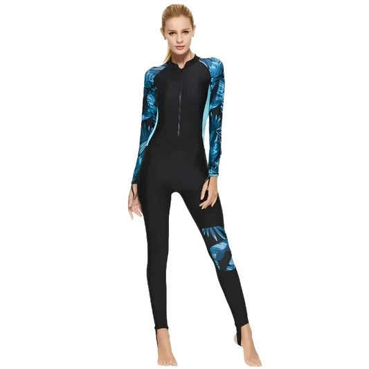 Women's Jumpsuit Swimsuit – Slim Fit – Long Sleeves – UPF 50+ – Front Zipper