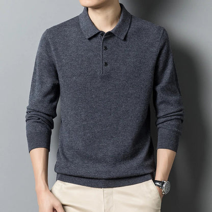 Men's Sweater with Polo Collar – Wool Blend – Regular Fit – Long Sleeves with Ribbed Cuffs