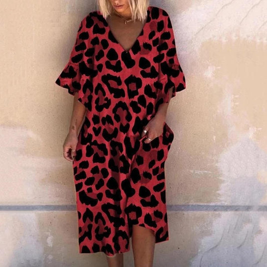 Marie-Christine - Maxikjole med leopardprint