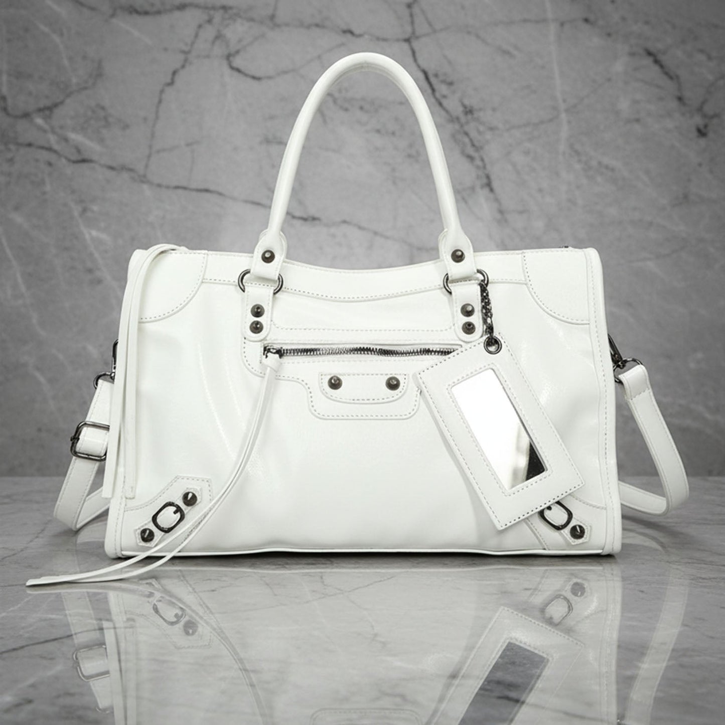 Luna Faux Leather Structured City Bag | Top Handle Shoulder Strap City Bag