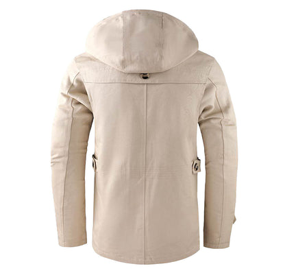 Theo Hooded Casual Jacket | Plaid Lining Button Pockets Jacket